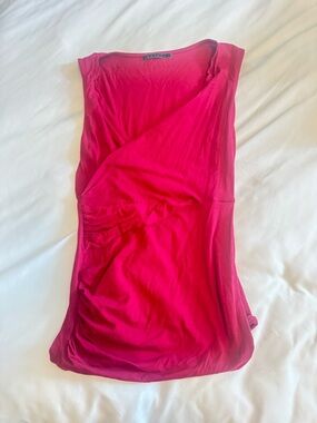Velvet Fuchsia Sleeveless Wrap Tank Top